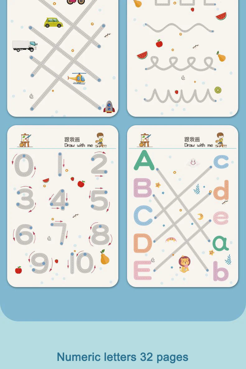 Montessori Drawing Book Reusable Magic Children Practice Copybook Control Training Book Magical Tracing Workbook