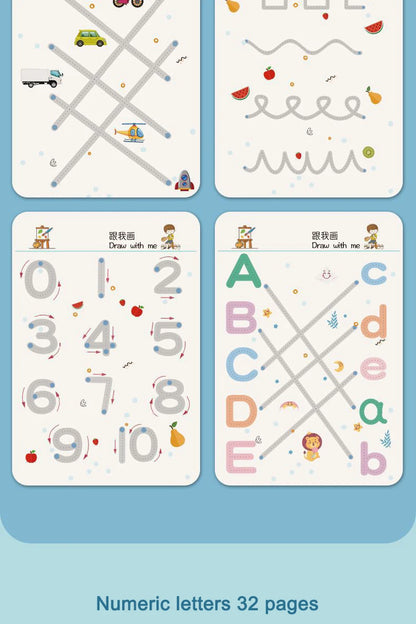 Montessori Drawing Book Reusable Magic Children Practice Copybook Control Training Book Magical Tracing Workbook