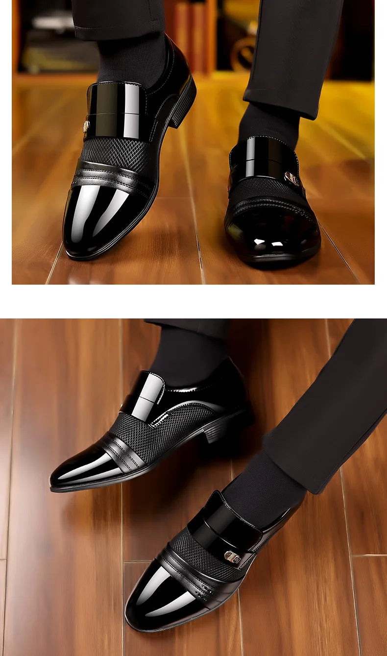 Men's Luxury Lacquer Oxford Wedding Shoes, Pointed Toe Dress Shoes for Men, Classic Business Men's Leather Shoes, Big Size 38-48