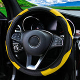 PU Carbon Fiber Leather Car Steering Wheel Cover without Inner Ring Suitable for 14.5-15 Inches Auto Supplies