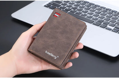 New Leather Men Wallets High Quality Zipper Short Desigh  Wallet Hipster Credit Card Holders Inserts Coin Purses Vintage Walltes