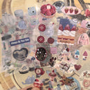 6pcs Glitter Stickers Y2K DIY Toploader Scrapbooking Journal Decor Stickers for Phone Kawaii Transparent PET Stickers Gift