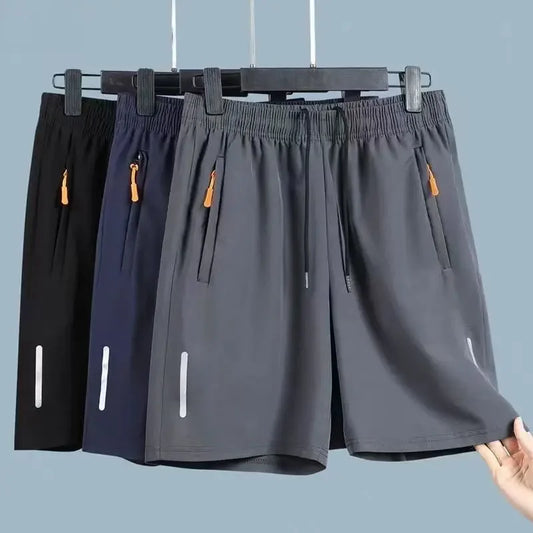 Verão dos homens shorts de seda gelo correndo ginásio esporte shorts secagem rápida respirável praia calça curta fitness jogging legal casual roupas esportivas
