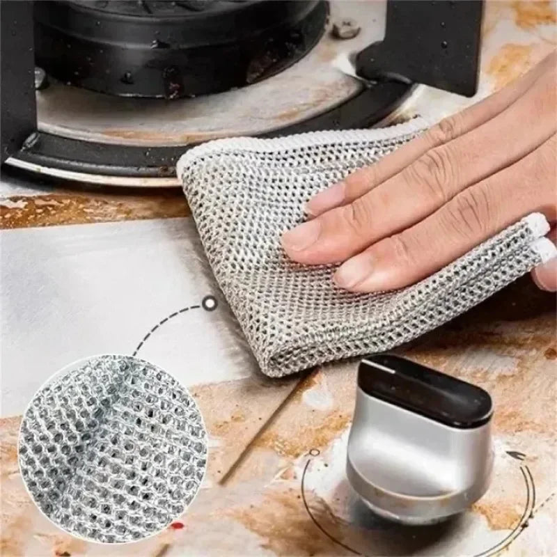 Paño de limpieza de alambre de acero grueso, antirayaduras, de doble capa, de microfibra, para lavar platos, ollas y cocina, 20 o 5 unidades