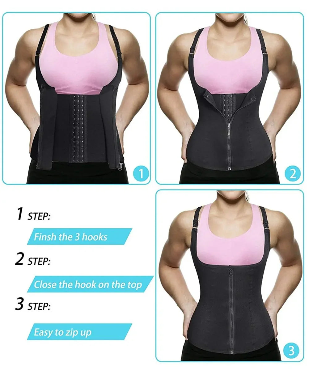 Waist Trainer Tank Top For Women Zipper Body Shaper Tummy Control Sleeveless Top Women's Activewear Body Shaping Underwear