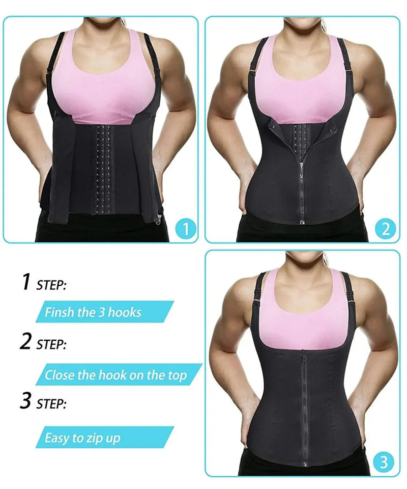 Camiseta sin mangas moldeadora de cintura para mujer, con cremallera, moldeadora de cuerpo, control de abdomen, ropa interior deportiva para mujer