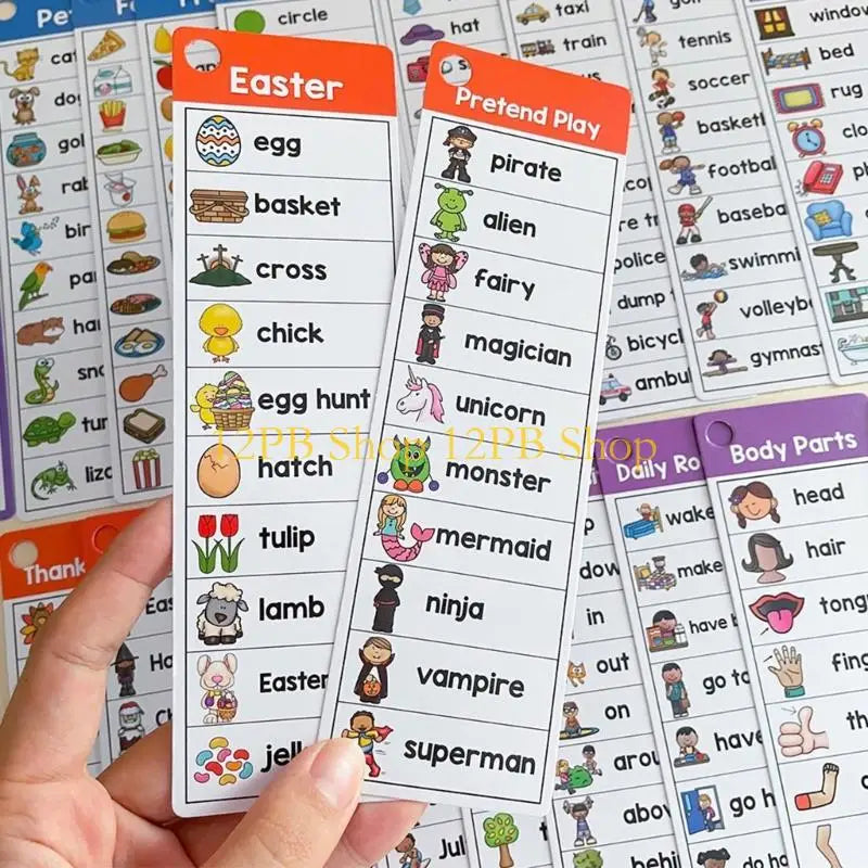 12PB Vocabulary Flashcards Educational Learning Cards Sight Words Flash Cards