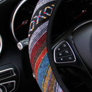 1 linen breathable fabric Bohemian style automotive supplies without inner ring steering wheel cover fits 14.5-15 inches