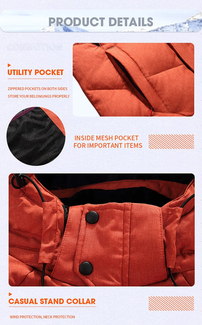 Chaqueta de plumón para hombre, abrigo de invierno de pato blanco, parka cálida y resistente al viento, para viajes y acampadas, nueva, gruesa, de color sólido, con capucha.