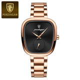 POEDAGAR Reloj de lujo para mujer, resistente al agua, de acero inoxidable, de cuarzo, de alta calidad, elegante