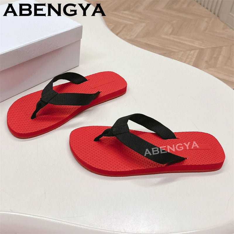 2025 Summer Hot Red Sole Flip Flops Flat Slippers For Women&Men Thick Sole Lazy Mules Casual Vacation Beach Slides Couple Shoes