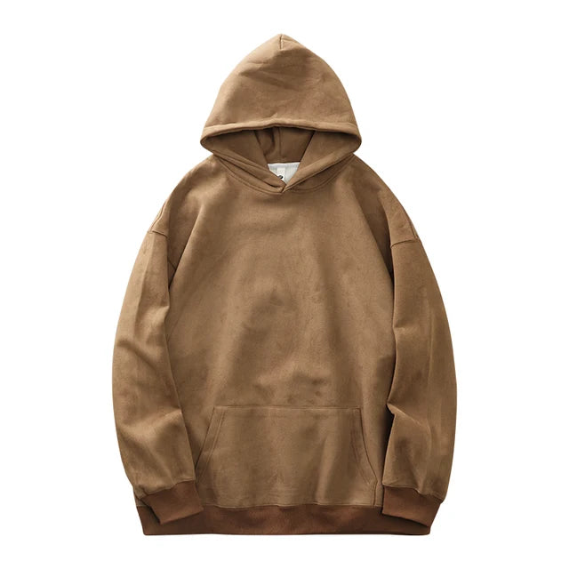 Dukeen-Men's Solid Color Heavyweight Fleece Hoodies, Loose Long Sleeve Clothes, Monochrome, 400G, Autumn, 2023 