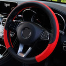 38cm Steering Wheel Cover PU Leather Anti Slip Steer Wheel Protector Breathable Fiber Braid Universal Steering Cover