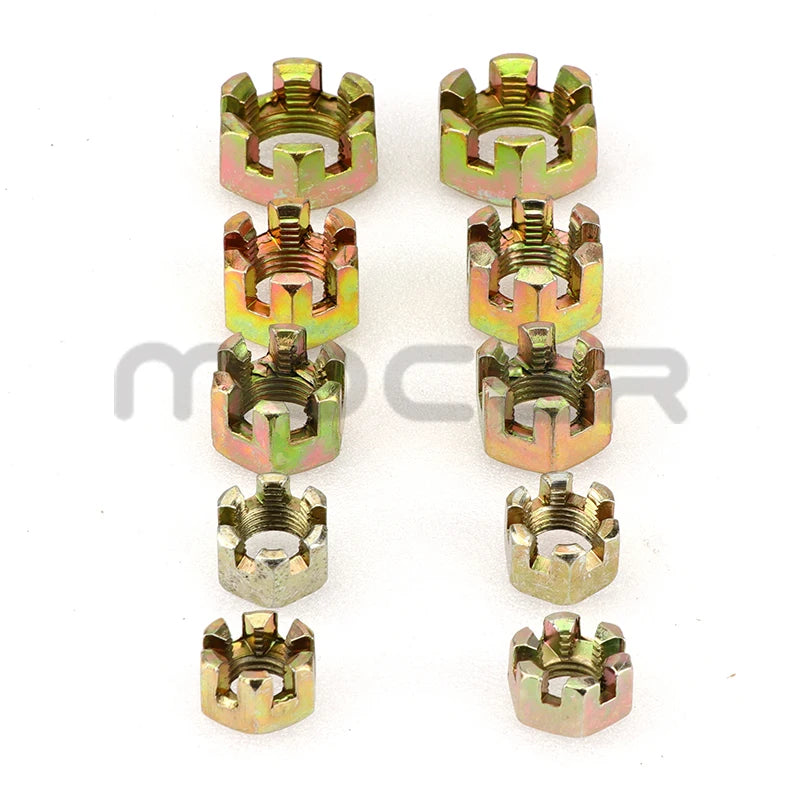 1Pair M10/M12/M14/M16/M20 Hex Slotted Nuts for 50cc-250cc ATV Kart Off-Road Vehicle Quad Bike Rear Axle Ball Joint Parts