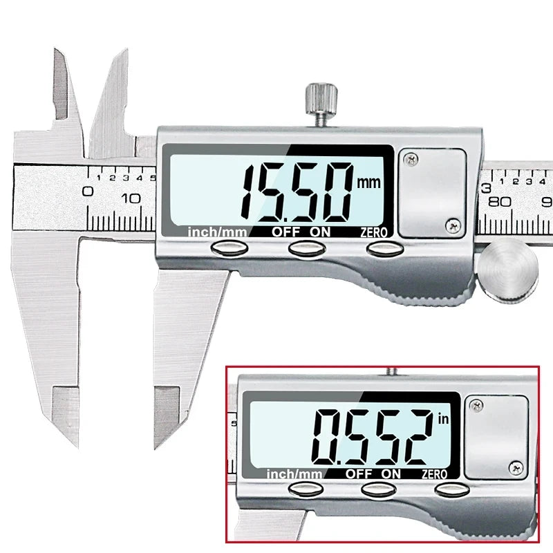 Calibrador Vernier digital electrónico de acero inoxidable de 6 pulgadas y 150 mm, micrómetro de metal, gran oferta.