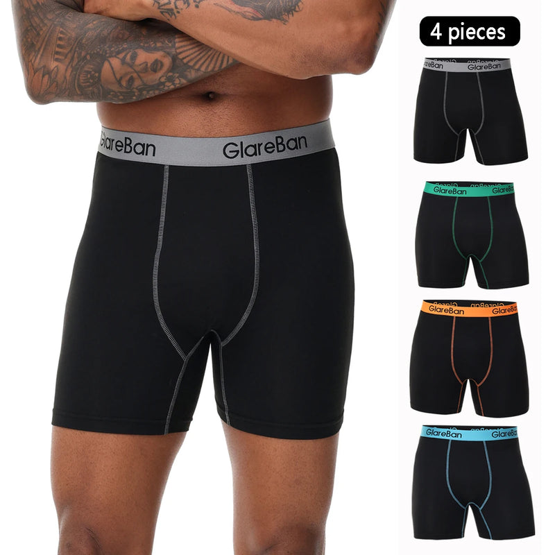 4pcs Set Mid-Long Boxer Shorts Men's Underwear Male Underpants for Men Homme Boxershorts Slips Soft Panties Brand Sexy