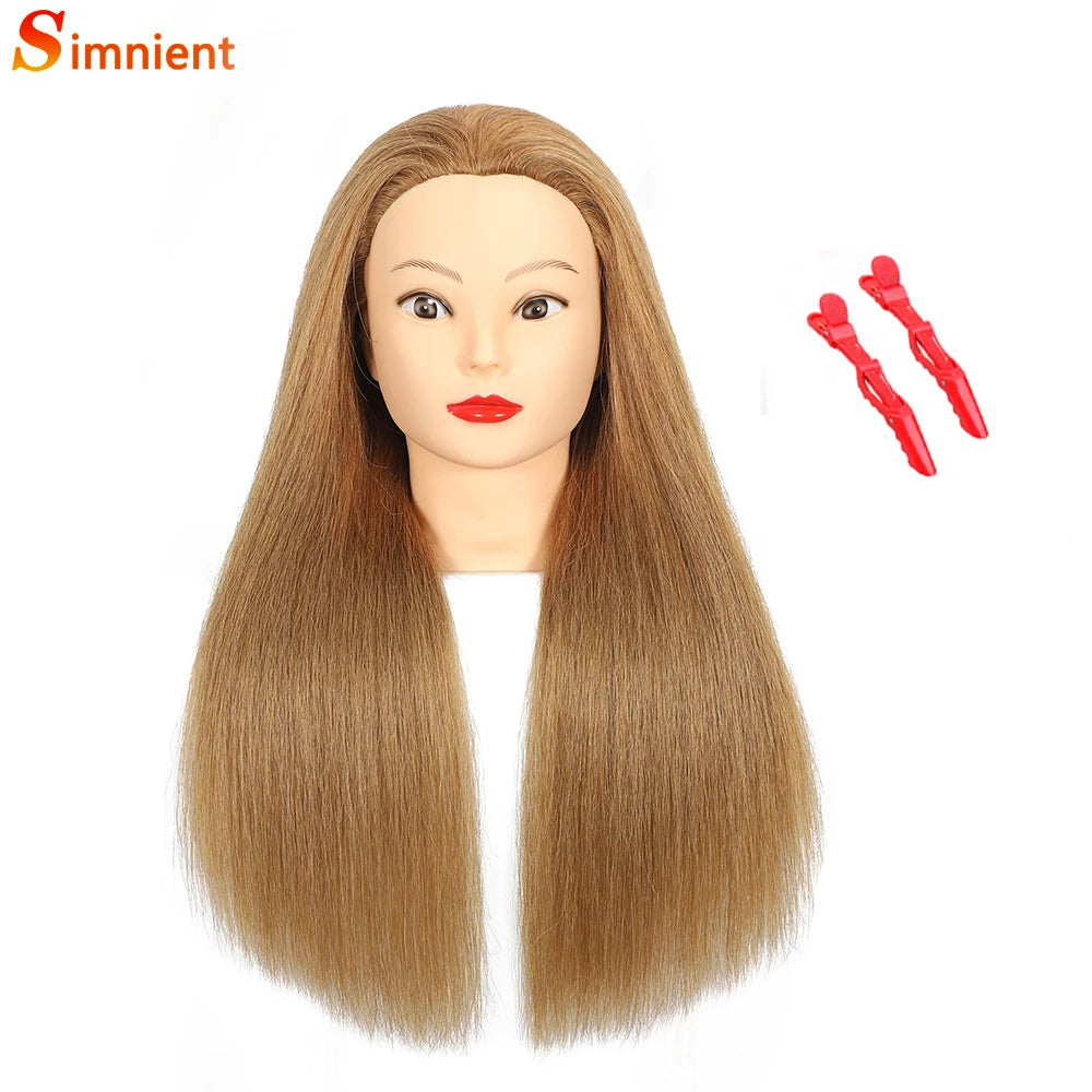 Simnient 100% cabeças de manequim de cabelo humano com para treinamento de cabelo estilo solon cabeleireiro manequim cabeças de boneca para prática de penteado