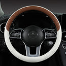 Perforated Nappa Leather Car Steering Wheel Cover Warm in Winter and Cool in Summer, Universal 15 Inch,  Anti-Slip, Odorless