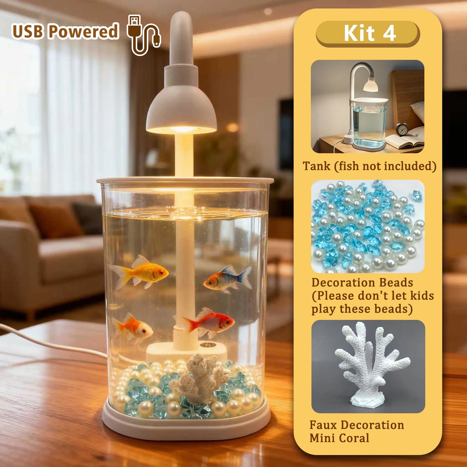 Starter Kit Small Fish Tank Fighting Fish Tank Tabletop Turtle Tank Goldfish Tank With Light Party Gift Idea For Kids