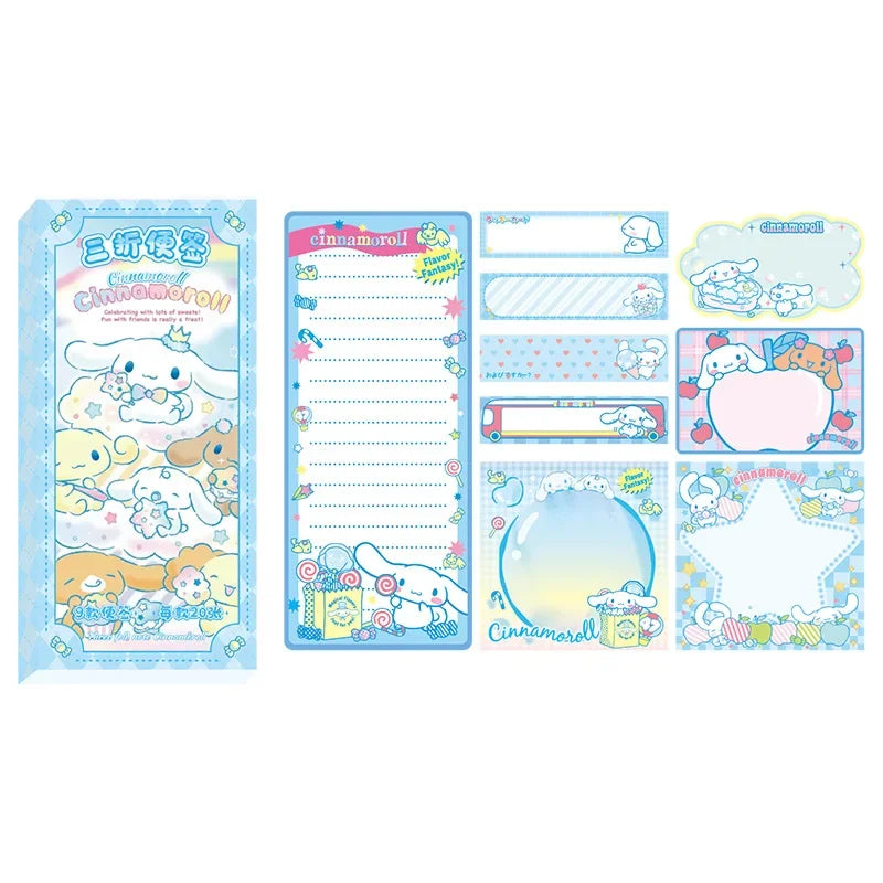 Cute Cartoon Sticky Notes Set 9 Designs 180 Sheets Foldable Memo Pads for Office School Journaling and Desk Organization