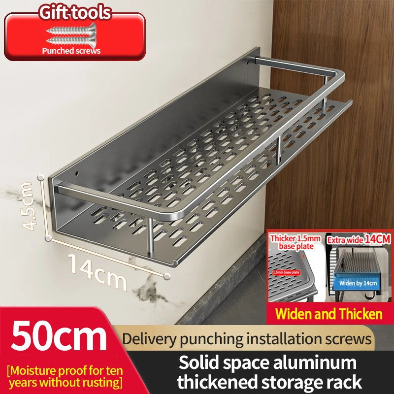 Aluminum Kitchen Rack Kitchen Shelf Toilet Storage No Drill Hanging Rack Bathroom Organizer Hang on the Wall Kitchen