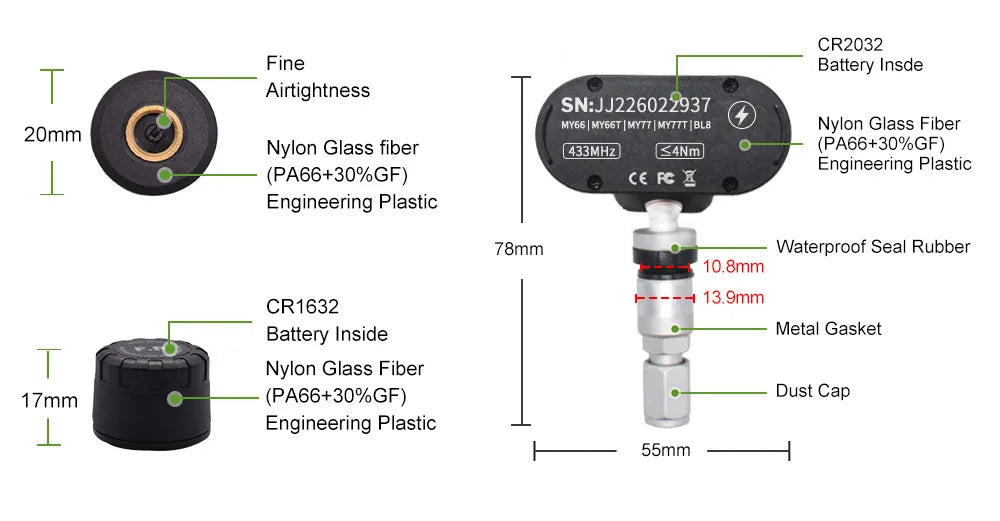 Deelife Car Tire Pressure Monitoring System Solar TPMS Tire Pressure Monitor Tire Pressure Control System