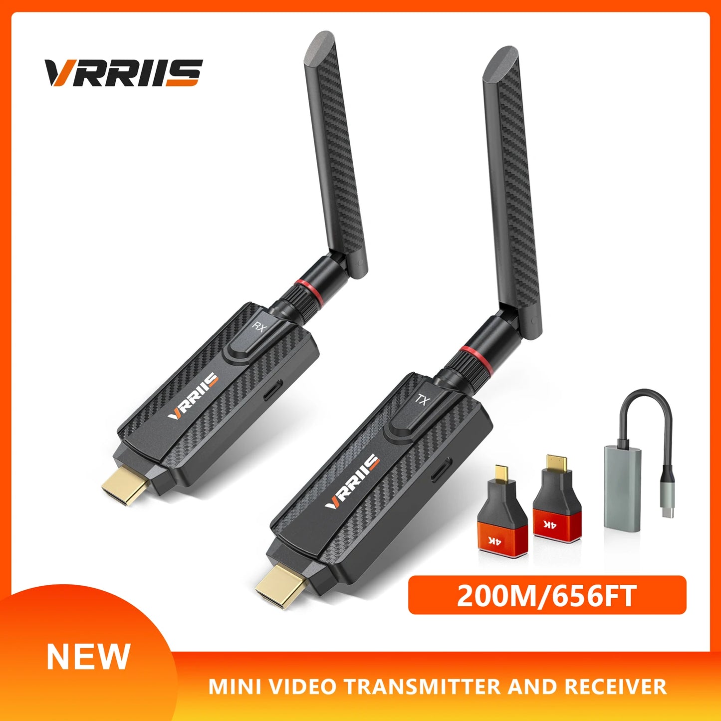 200M Wireless Hdmi Video Transmitter and Receiver 5G Mini Extender TV Stick for Conference, Office, Projector and Home Camera