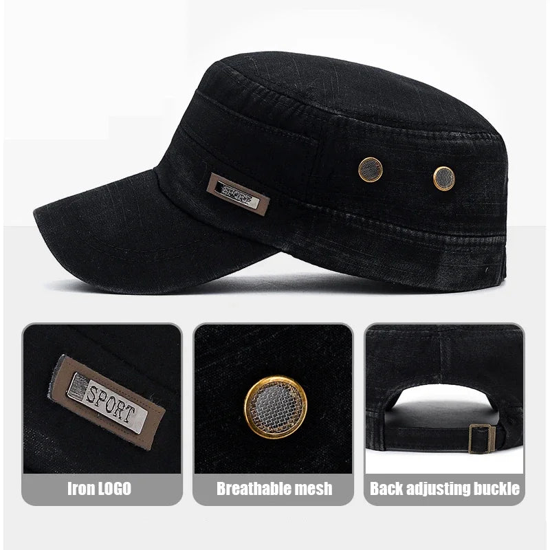 Military Cadet Flat Cap Fashion Clothes Adjustable Snapback Hat Unisex New Fashion Classics Outdoor Casual Sport Baseball Cap