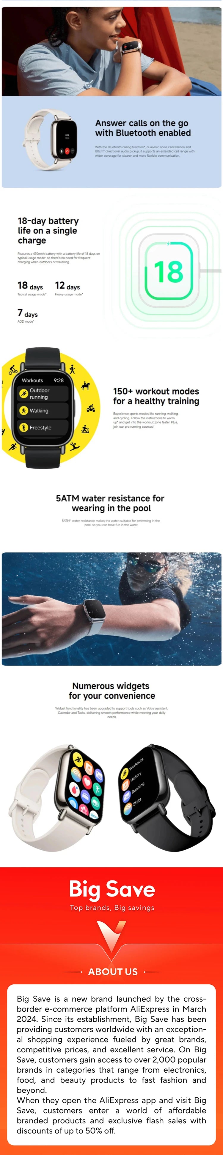 Global Version Xiaomi Redmi Watch 5 Lite 1.96'' AMOLED display 18-Day Battery life Bluetooth® calling Built-in GNSS 5ATM