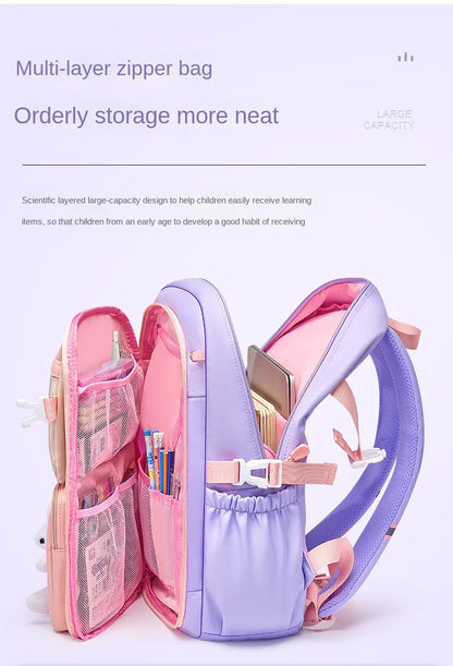 Mochila escolar ligera Kawaii para niñas de primaria 2025, impermeable, colorida, de viaje, ideal como regalo.