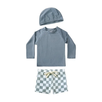 2025 Summer Baby Boys Swimsuit Long Sleeves One Piece Swimwear for Kids Toddler Cartoon UPF50+ Rash Guards Infant Bathing Sui
