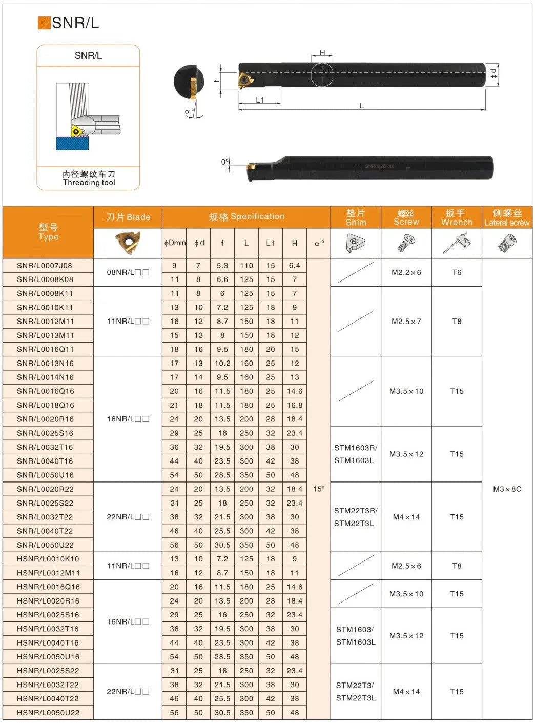 LIHAOPING SNR0008K08 SNR0012M11 SNR0016Q16 SNR0020R16 SNR0020R22 SNR0025S22 SNR Herramienta de torneado de rosca interna Cortador de torno 16IR