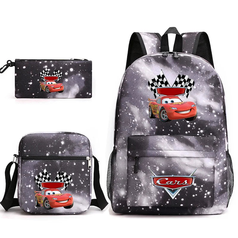 3pcs Disney Pixar Cars Lightning McQueen Students Backpacks Schoolbags Pencil Case Shoulder Bags Boys Girls School Bags Sets