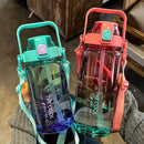 2000ml High Quality Sport Water Bottle With Straw Gym Fitness Outdoor Camping Cycling Hiking Drinking Plastic Bottles With Strap