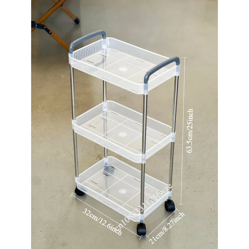 Trolley Bookshelf Kitchen Storage Rack Kitchen Corner Narrow Slit Storage Cabinet Bathroom Living Room Home Organizer