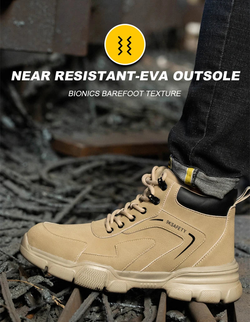 Steel Toe Boots for Men Lightweight Slip Resistant Construction Work Boots Indestructible Men's Safety Shoes Outdoor Boots
