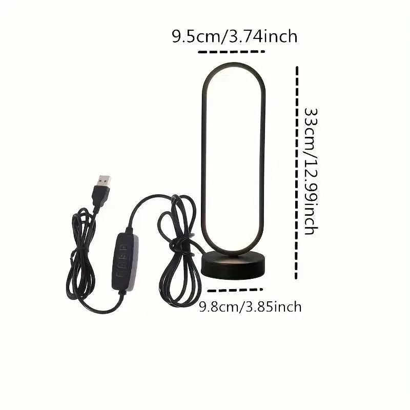 1PC Table lamp Bedroom Ring Table Lamp Living Room Black and White USB Dimming Bedside Lamp LED Small Night Light