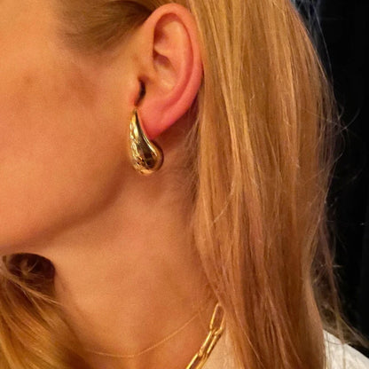 Pendientes colgantes extragrandes para mujer, aros grandes y gruesos para niña, hipoalergénicos, ligeros y chapados en oro. 