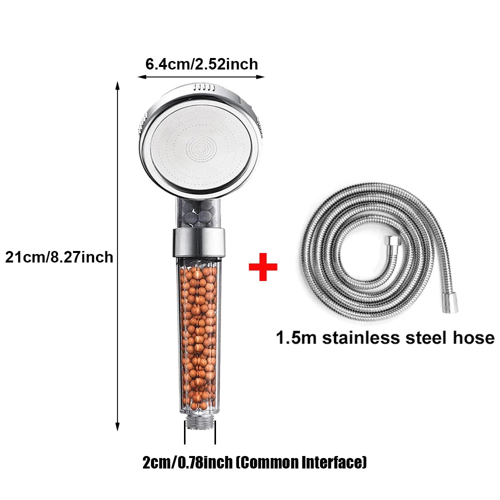 Anti Limestone Filtered Shower Head ABS High-Pressure Water Saving Handheld Clear Showerheads with Filter Beads for Bathroom