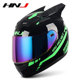 HNJ Men Motorcycle Helmet Women Full Face Helmet Riding Personality Horn Pink Helmet DOT Certification Motorcycle Helmet