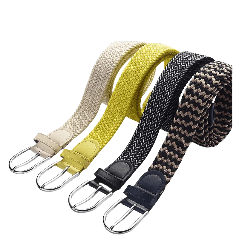 Elastic Nylon Unisex Casual Knitted Pin Buckle Jeans Belt Woven Canvas Elastic Expandable Stretch Waistband for Women Men Girdle