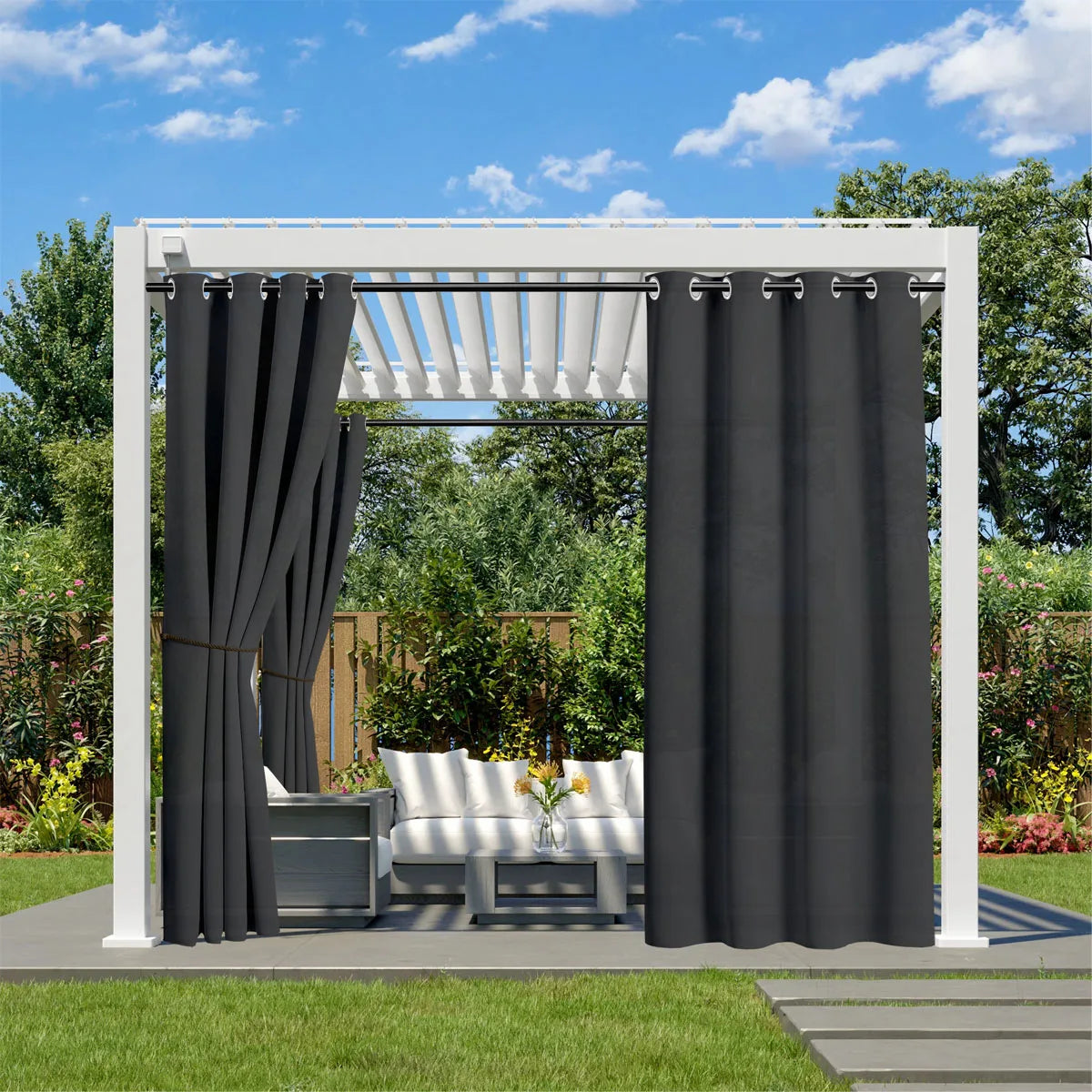 1PC, Waterproof Outdoor Grommet Curtain For Patio Gazebo Front Porch Pergola