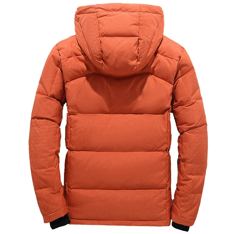 Chaqueta de plumón de 20 grados para hombre, parka de invierno para hombre, chaqueta de plumón de pato blanca con capucha para exteriores, abrigo de nieve acolchado grueso y cálido de gran tamaño M-4XL