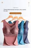 Women Winter Velvet Padded Vest Thermal Underwear Camisole Warm Sling Vest Tops 2-in-1 Built-in Bra Undershirt Intimate