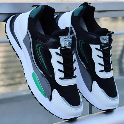 Zapatillas deportivas informales de retazos para hombre, zapatos de malla transpirables para hombre, zapatillas de tenis para correr al aire libre, zapatillas masculinas cálidas con cordones y antideslizantes.