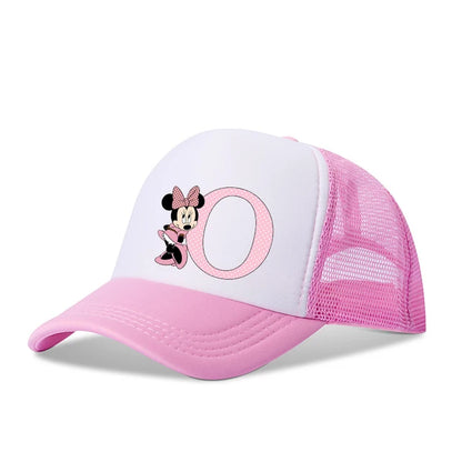 Disney-Boné de beisebol com letras de Minnie Mouse para crianças e adultos, chapéu de sol esportivo dos desenhos animados, bonés pontiagudos ajustáveis, presente de aniversário casual