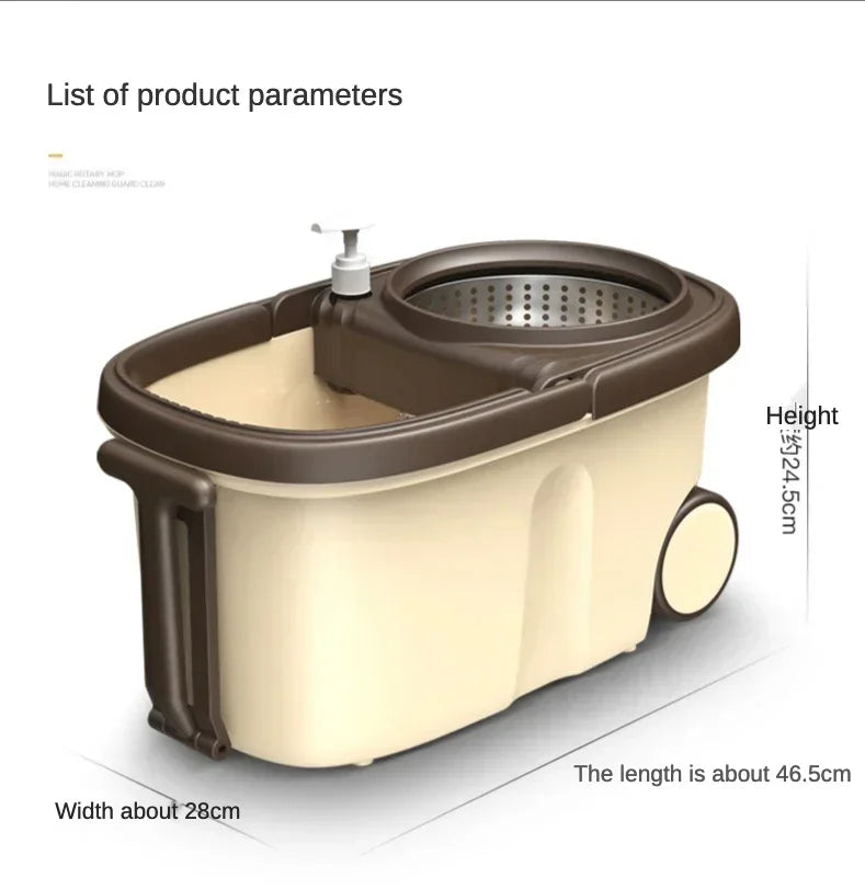 Flat Squeeze Mop 360 Degree Rotatable Stainless Steel Basket Microfiber Pads Cleaning Floor Mop Bucket Extended Handle Home