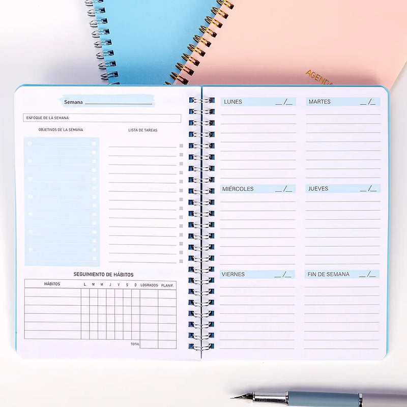 2023 A5 Spanish Agenda Notebook Bullet Daily Weekly Journal Schedule English Planner Organizer School for Office Stationery