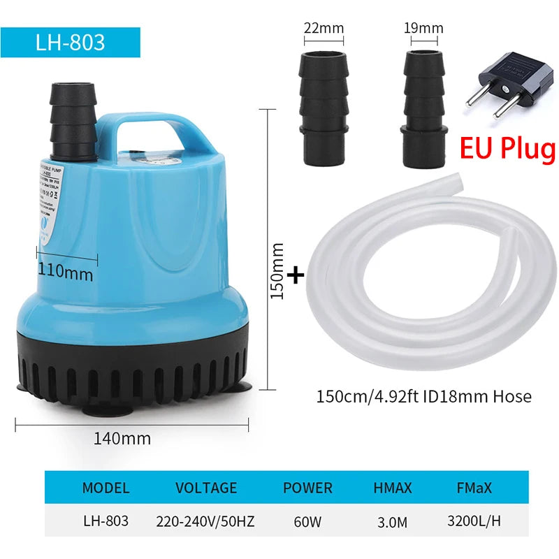 10/18/25/45/60/85/105W Aquarium Suction Circulating Pump Filter with Dry Burn Protection Bottom Suction Pump Fish Tank Pump