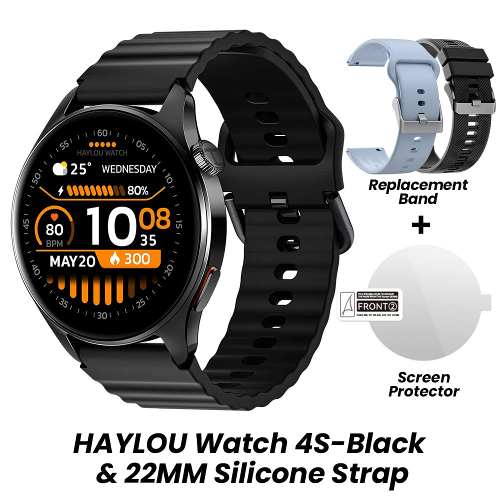 Smartwatch HAYLOU Watch 4S com GPS, tela AMOLED HD de 1,43", posicionamento GPS via 5 satélites e mais de 120 modos de treino – Relógio inteligente para esportes e fitness